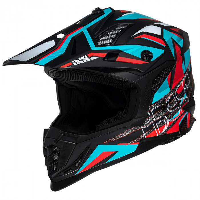 Шлем кроссовый IXS iXS363 2.0 черно-бирюзовый