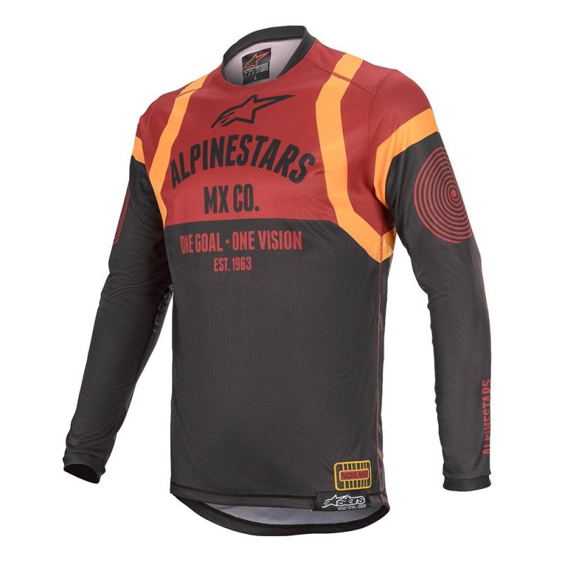 Джерси Alpinestars Racer Tech Flagship Jersey, черно-бордово-оранжевый