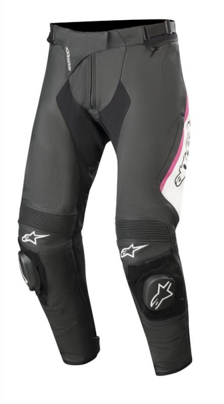 Мотобрюки кожаные женские Alpinestars Stella Missile V2 Черно-бело-розовый