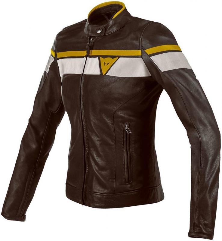 Куртка кож. DAINESE BLACK JACK LADY DARK-BROWN/WHITE/GOLD