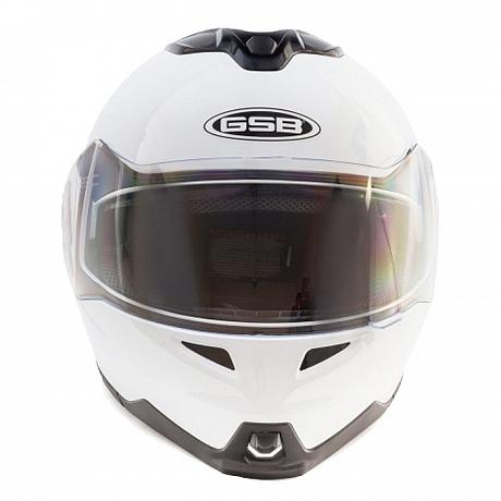 Шлем модуляр с солнцезащитными очками GSB G-339 White Glossy S