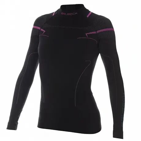 Термобелье женское футболка с длинным рукавом Brubeck Thermo Nilit Heat, черно-розовый XS