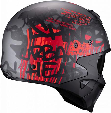 Мотошлем Scorpion Exo Covert-X Wall, темно-серый матовый/красный матовый S