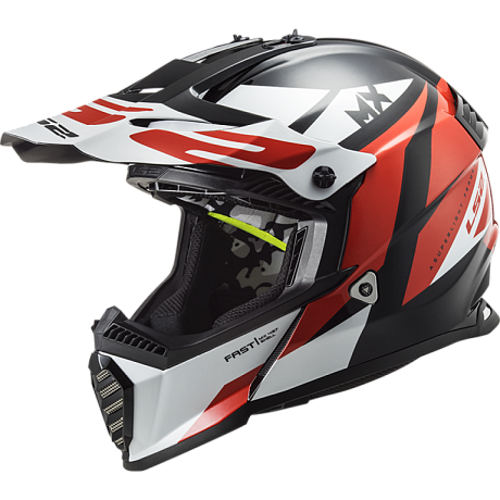 Кроссовый шлем LS2 MX437 Evo Strike Black White Red M