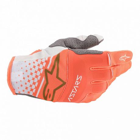 Мотокроссовые перчатки Alpinestars Techstar, бело-оранжевые