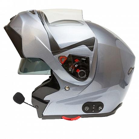 Шлем модуляр с солнцезащитными очками GSB G-339 Grey Met BT XS